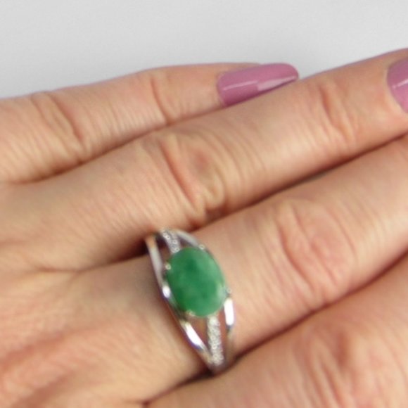 1.25 ctw Genuine EMERALD Oval Sterling SILVER Ring 8 - Picture 3 of 6
